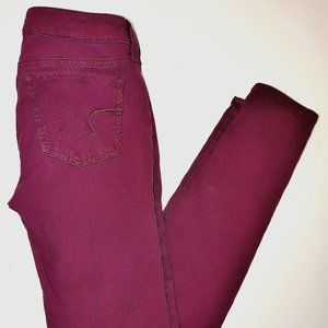 American Eagle Maroon Super stretch Jeggings